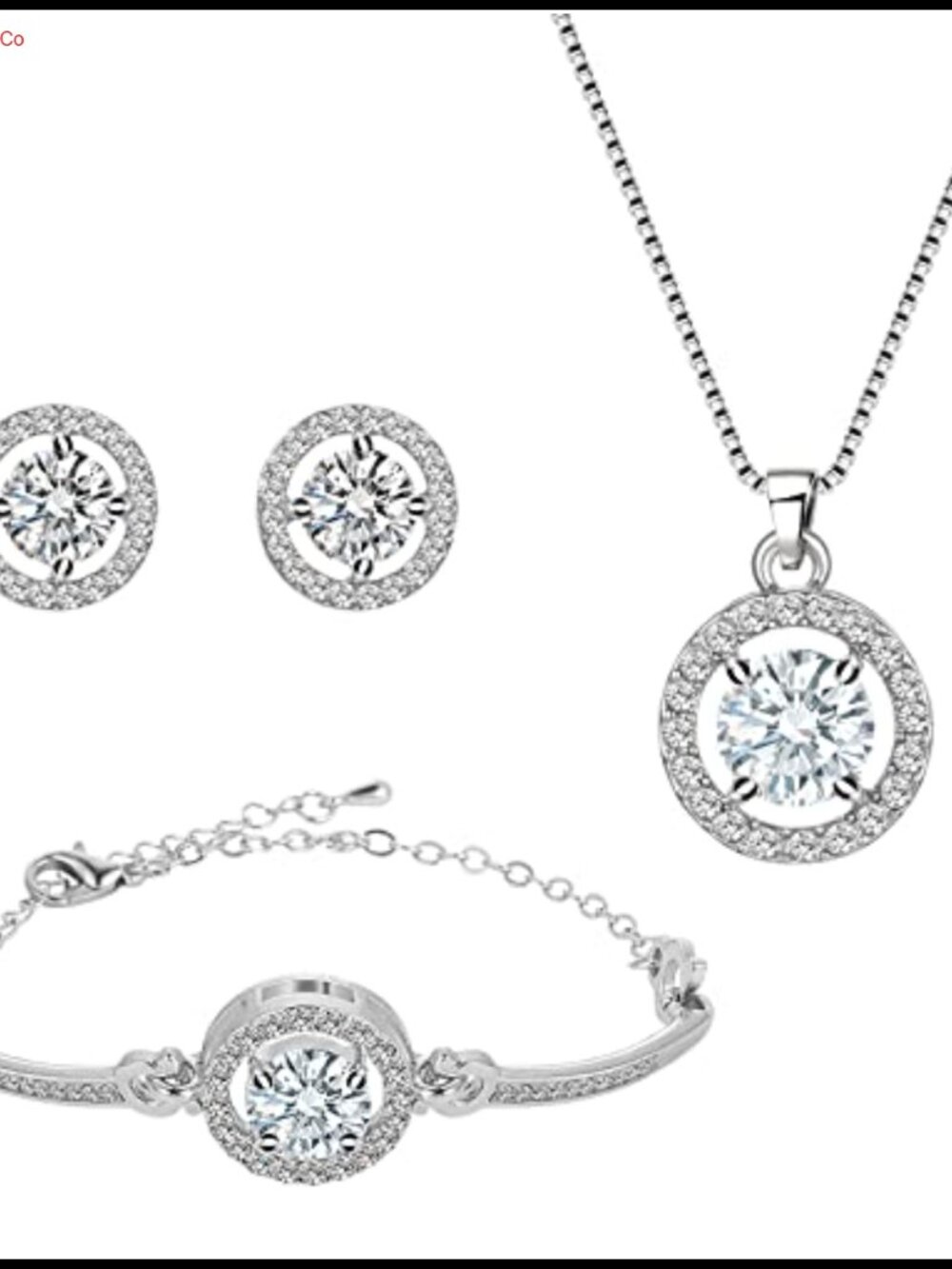 Cubic Zirconia Bridal Jewelry Set Necklace Bracelet Earrings Wedding